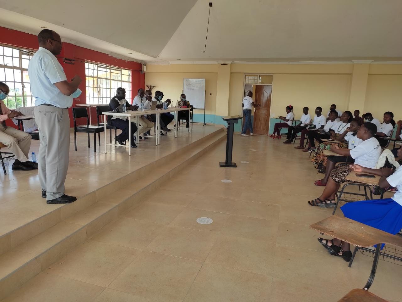 TUC Ag. Deputy Principal AFP (Professor George Muthaa) share words of wisdom and encouragement during the Peer Counselors II certification ceremony. The need of being of service to humanity.