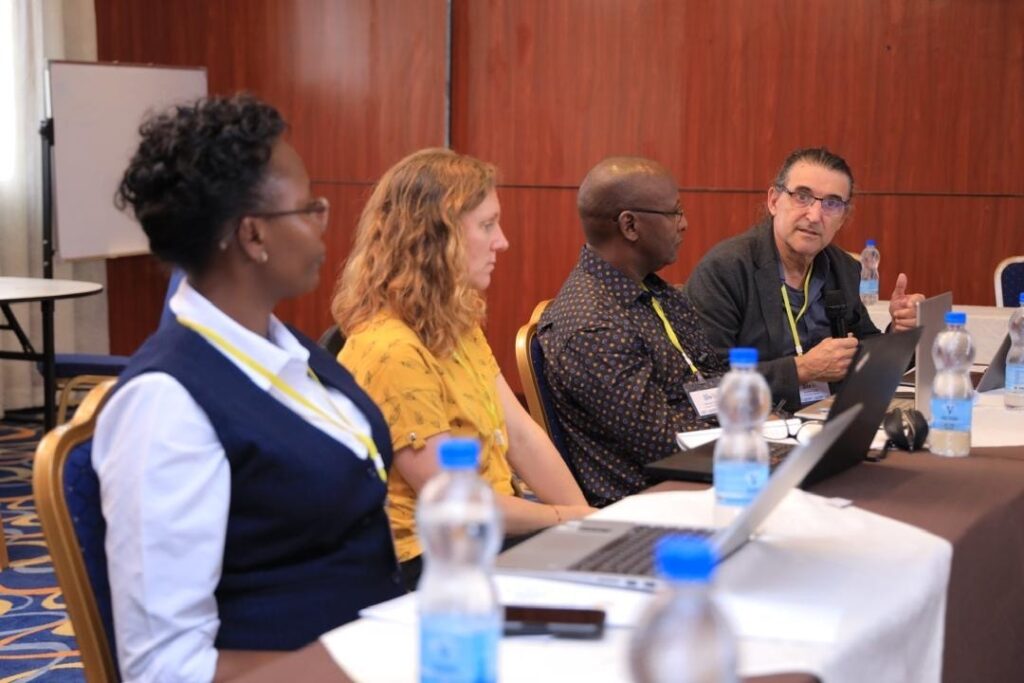 The Deputy Principal Administration Finance & Planning (Prof. George Muthaa, sited 2nd from right) reflecting on Internationalization in Higher Education.