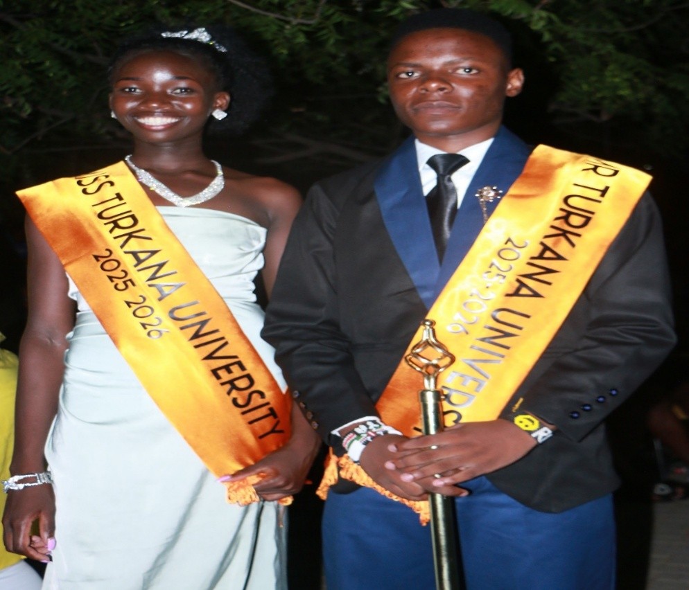 culture model Mr. and Miss Turkana University College 2025-2026 pose for a photo