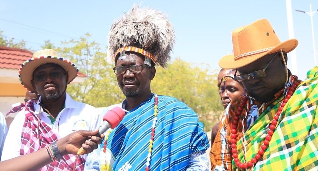 culture p The Principal, Prof. George N. Chemining’wa (center), addresses the press team in the company of DP(A&SA), Prof. Peter Edome (right), and the Dean of Students, Rev. Jackson Iruko (left)