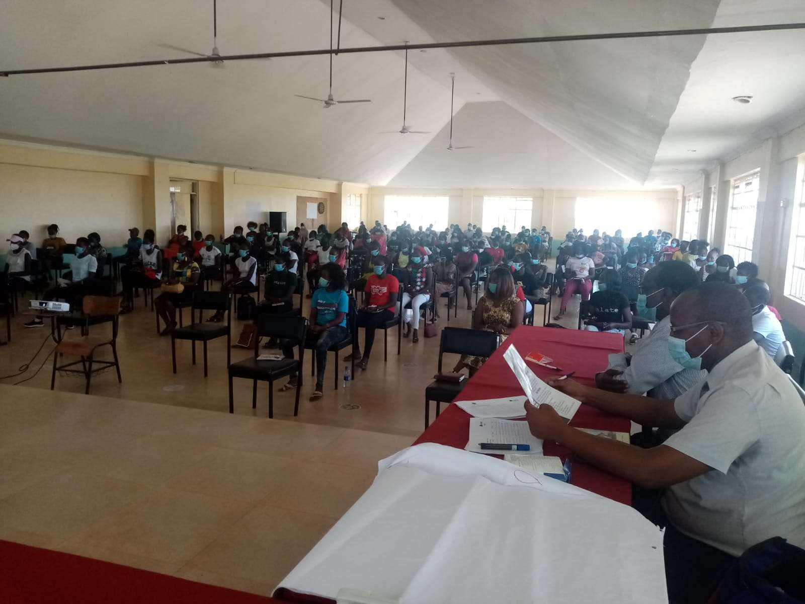Students seated in a College hall