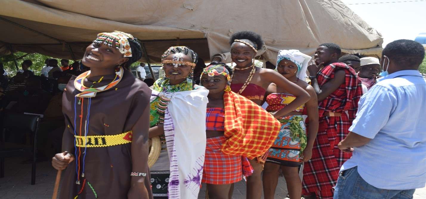 Students in traditional dress at the cultural festival